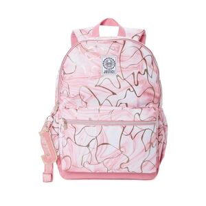 Justice Girls 17" Laptop Backpack withLanyard Pink Marble Cute School NWT Large